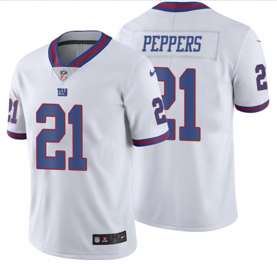 Men's New York Giants #21 Jabrill Peppers White Color Rush Limited Stitched Jersey