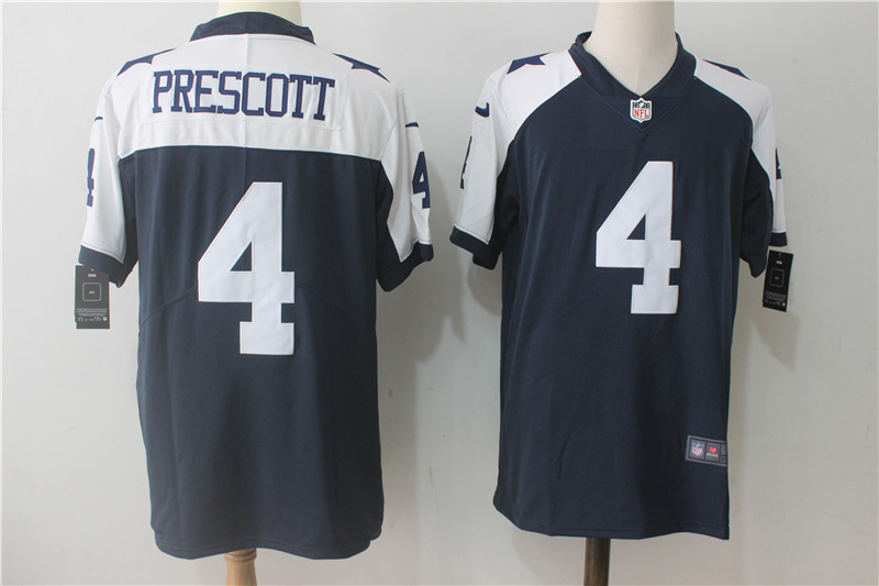 Men's Nike Dallas Cowboys #4 Dak Prescott Navy Blue Thanksgiving Stitched NFL Vapor Untouchable Limited Throwback Jerse