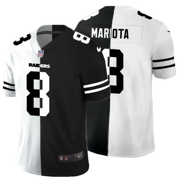 Men's Tennessee Titans #8 Marcus Mariota Black & White NFL Split Limited Stitched Jersey