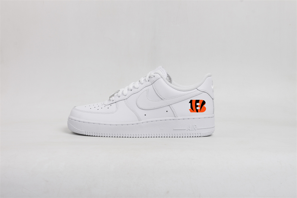 Women's Cincinnati Bengals Air Force 1 White Shoes 001