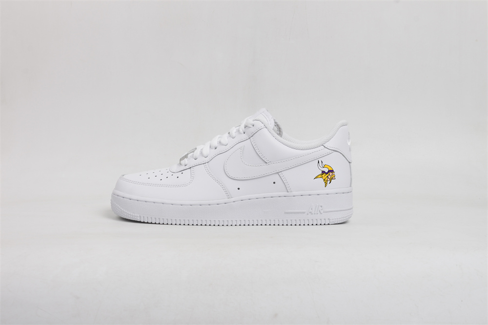 Women's Minnesota Vikings Air Force 1 White Shoes 001