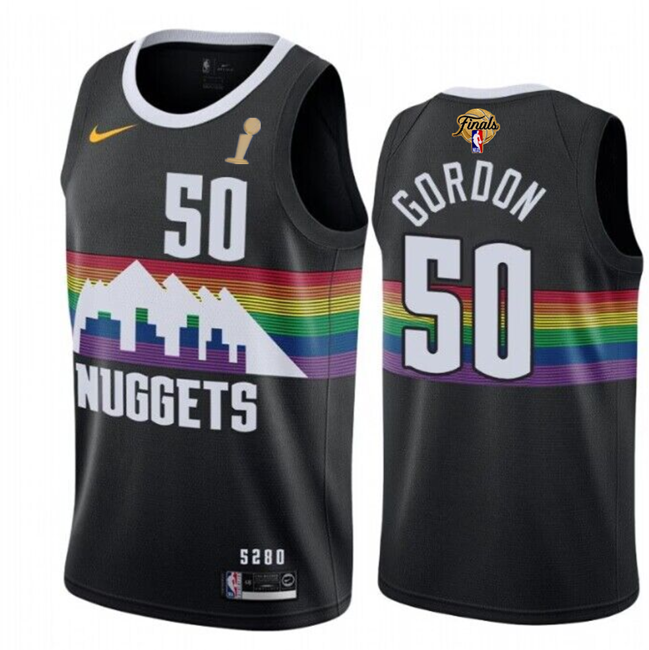 Men's Denver Nuggets #50 Aaron Gordon Black 2023 Finals Champions City Edition Stitched Basketball Jersey