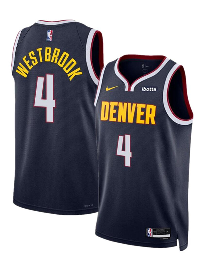 Men's Denver Nuggets #4 Russell Westbrook Navy 2024 Icon Edition Stitched Basketball Jersey