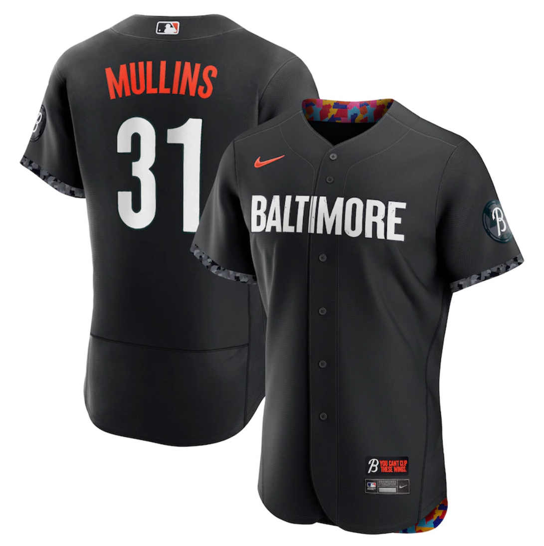 Men's Baltimore Orioles Baltimore Orioles #31 Cedric Mullins Black 2023 City Connect Flex Base Stitched Baseball Jersey
