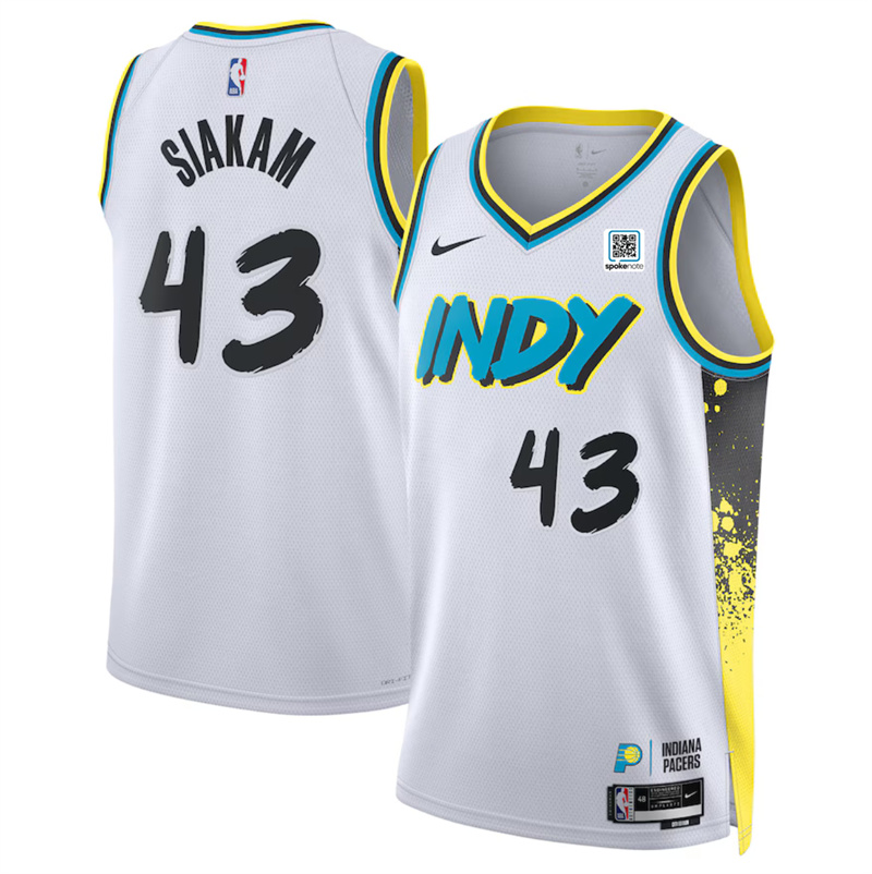 Men's Indiana Pacers #43 Pascal Siakam White 2024/25 City Edition Stitched Basketball Jersey