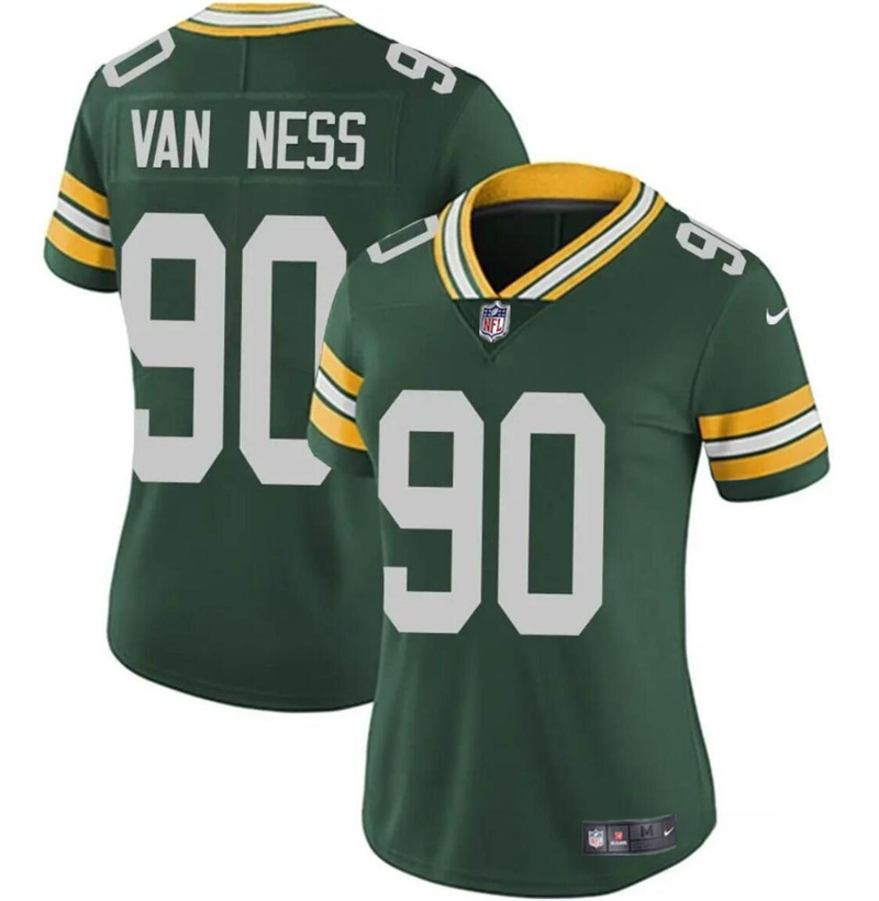 Women's Green Bay Packers #90 Lukas Van Ness Green Vapor Untouchable Limited Stitched Jersey(Run Small)