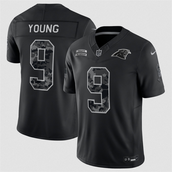 Youth Carolina Panthers #9 Bryce Young Black 2026 Salute to Service Limited Stitched Football Jersey(Run Small)