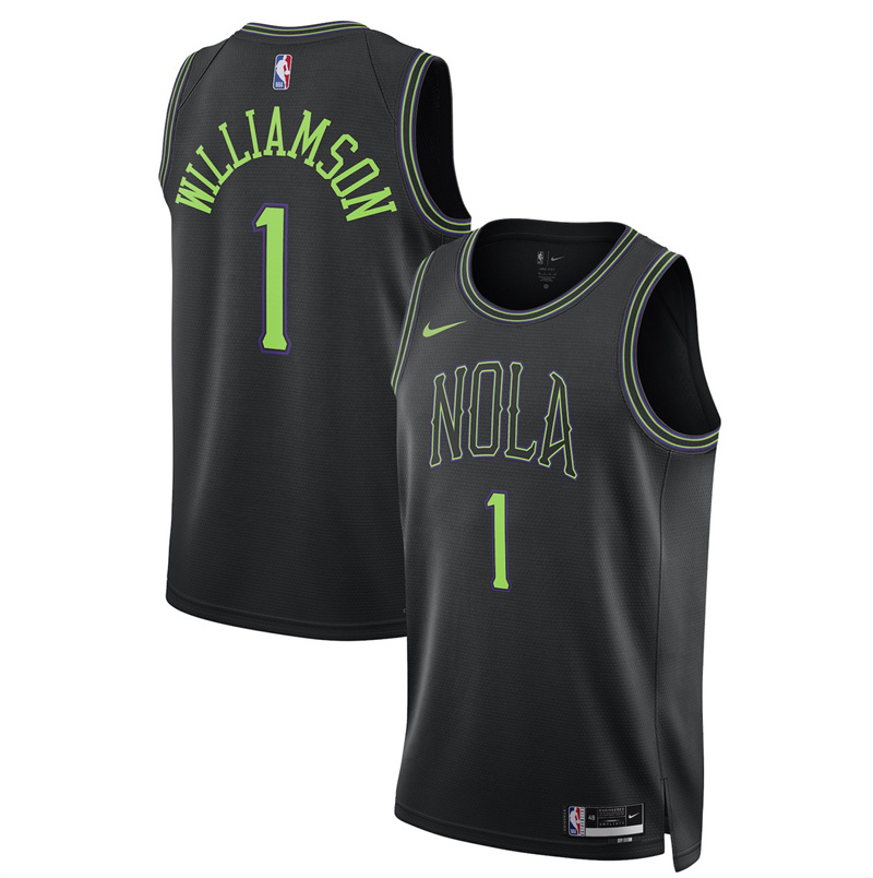 Men's New Orleans Pelicans #1 Zion Williamson Black 2025/26 City Ediiton Stitched Basketball Jersey