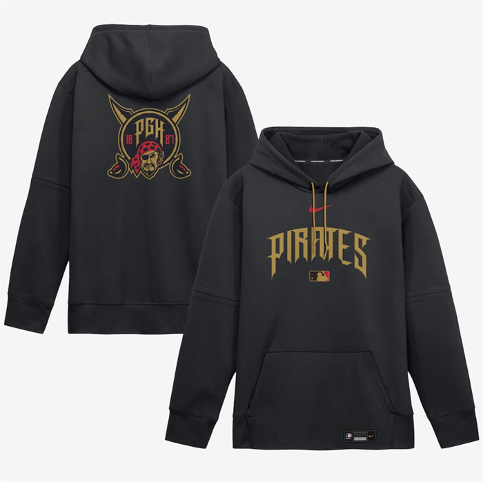 Men's Pittsburgh Pirates Black 2026 City Connect Therma-FIT Pullover Hoodie