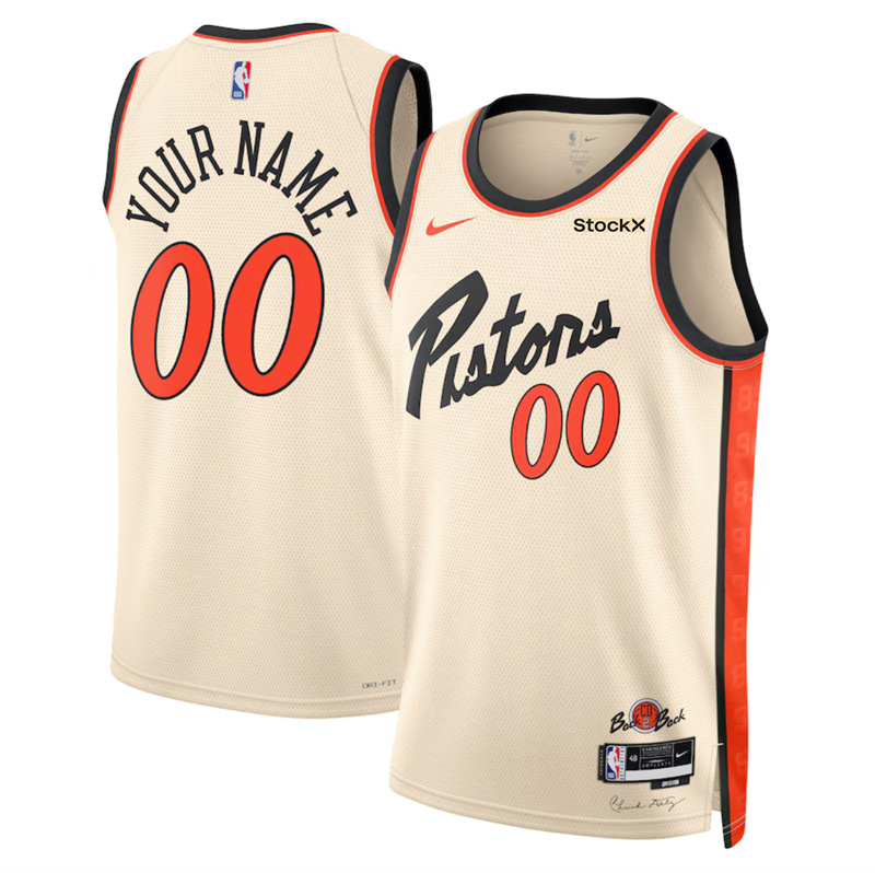 Men's Detroit Pistons Active Player Custom White 2024/25 City Edition Stitched Basketball Jersey
