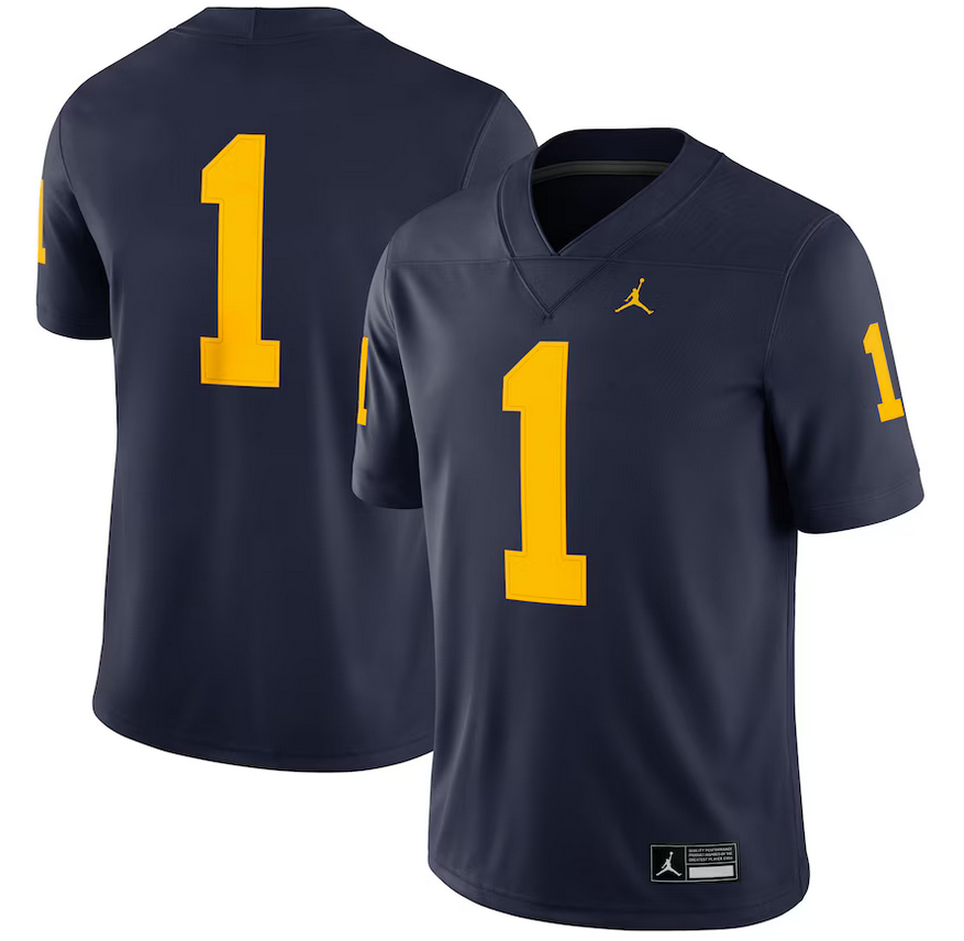 Youth's Michigan Wolverines #1 Jordan Brand Navy Stitched Jersey