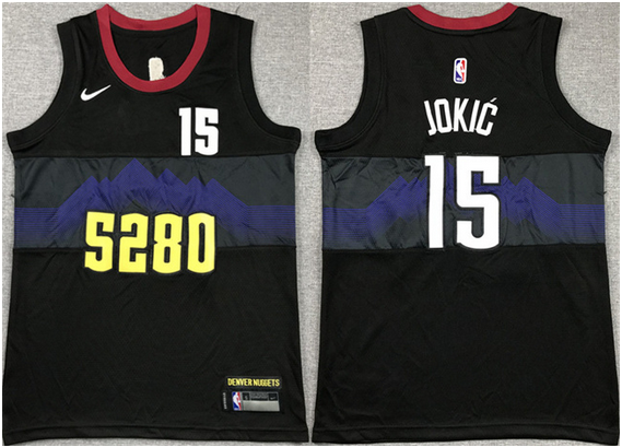 Women's Denver Nuggets #15 Nikola Jokic Black City Edition Stitched Basketball Jersey