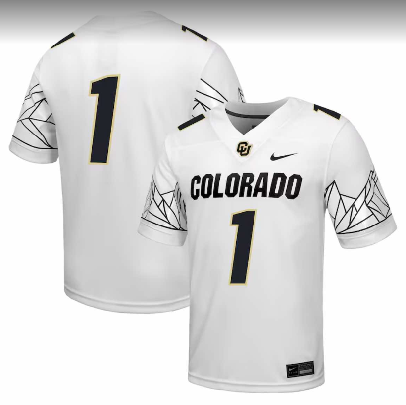 Men's Colorado Buffaloes #1 White Stitched Football Jersey