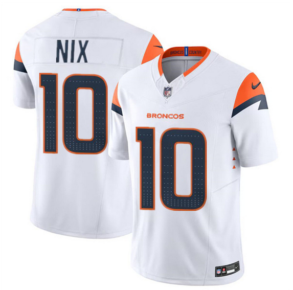 Toddler Denver Broncos #10 Bo Nix White 2024 Draft F.U.S.E. Vapor Limited Stitched Football Jersey
