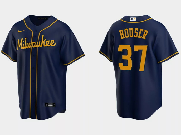 Men's Milwaukee Brewers Active Player Custom Navy Cool Base Stitched Jersey