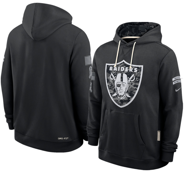 Men's Las Vegas Raiders Black 2026 Salute to Service Sideline Dri-FIT Pullover Hoodie