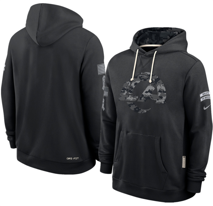 Men's Los Angeles Rams Black 2026 Salute to Service Sideline Dri-FIT Pullover Hoodie