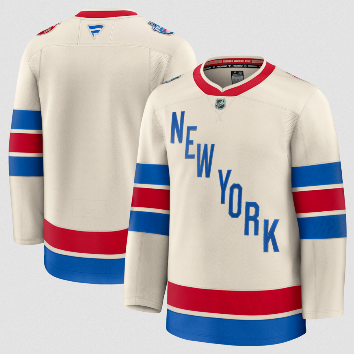 Men's New York Rangers Blank Beige 2026 Winter Classic Stitched Hockey Jersey