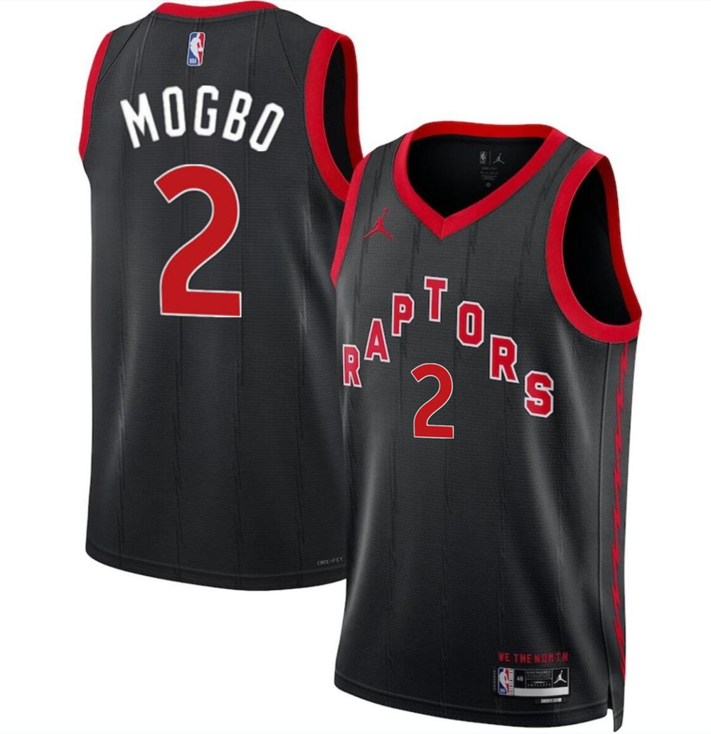 Men's Toronto Raptors #2 Jonathan Mogbo Black 2024 Draft Statement Edition Stitched Basketball Jersey