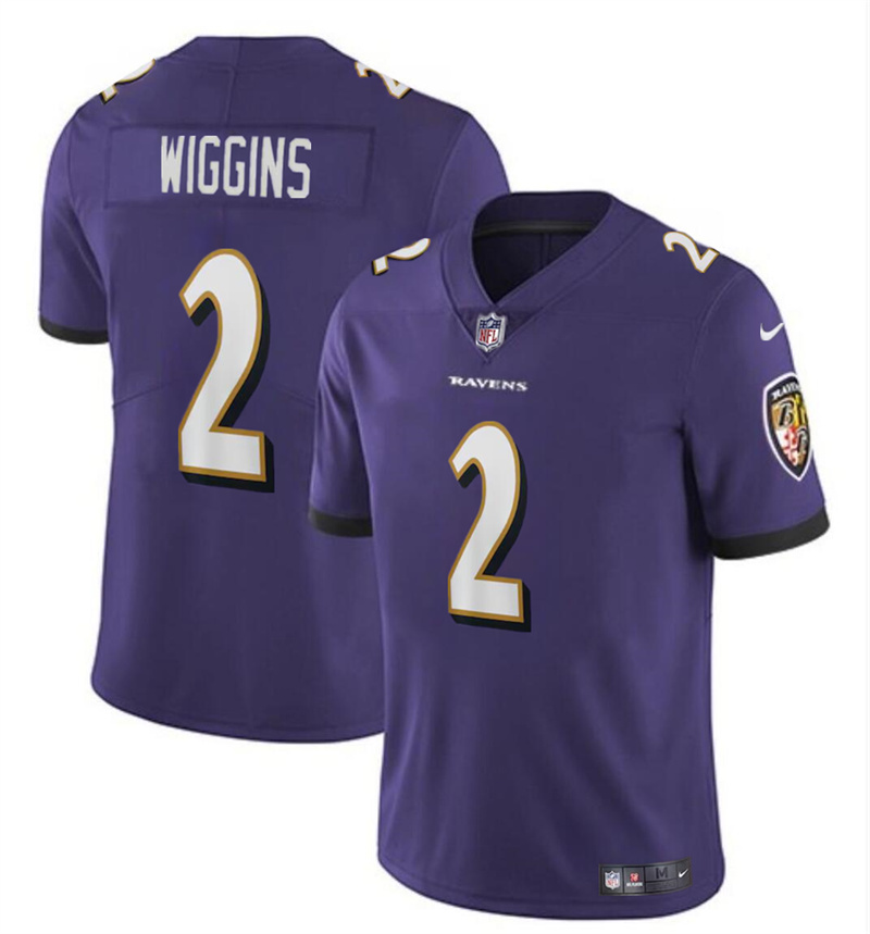 Youth Baltimore Ravens #2 Nate Wiggins Purple 2024 Draft Vapor Limited Football Jersey