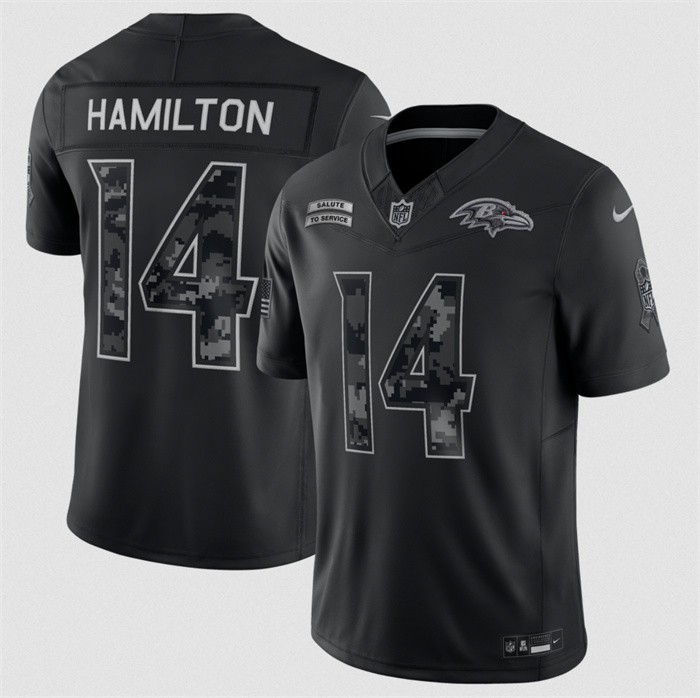 Youth Baltimore Ravens #14 Kyle Hamilton Black 2026 Salute to Service Limited Stitched Football Jersey(Run Small)