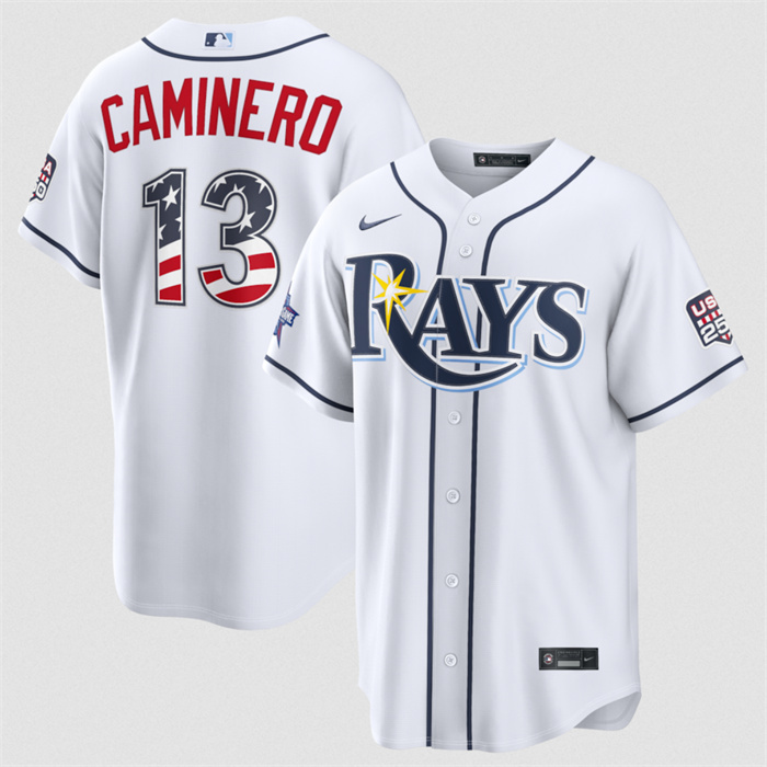 Men's Tampa Bay Rays #13 Junior Caminero White 2026 All-Star Edition Stars & Stripes Stadium Pick-A-Player Stitched Baseball Jersey Men's Tampa Bay Rays #13 Junior Caminero White 2026 All-Star Edition Stars & Stripes Stadium Pick-A-Player Stitched Baseball Jersey