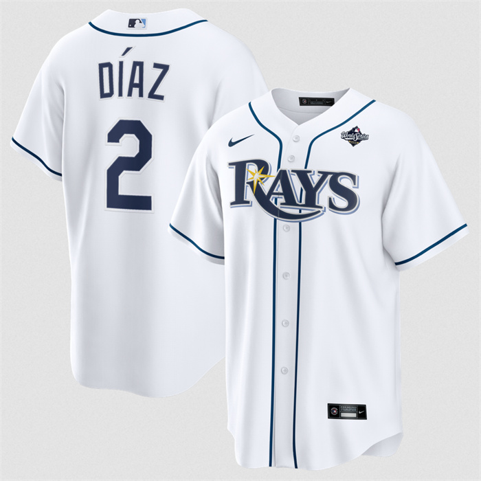 Men's Tampa Bay Rays #2 Yandy Díaz White 2026 World Series Home Cool Base Stitched Baseball Jersey
