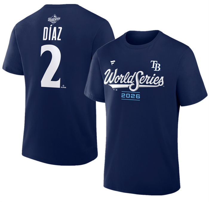 Men's Tampa Bay Rays #2 Yandy Díaz Navy 2026 World Series Big & Tall Name & Number T-Shirt