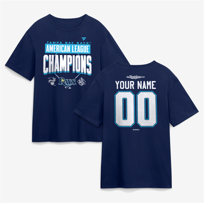 Men's Tampa Bay Rays Custom Navy 2026 League Champions Big & Tall Name & Number T-Shirt