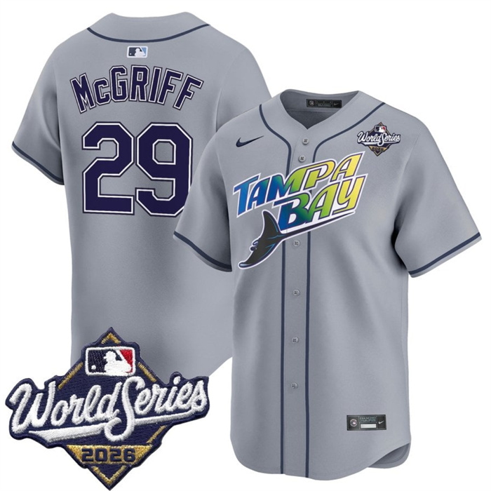 Men's Tampa Bay Rays #29 Jacob Melton Grey 2026 World Series Limited Stitched Baseball Jersey