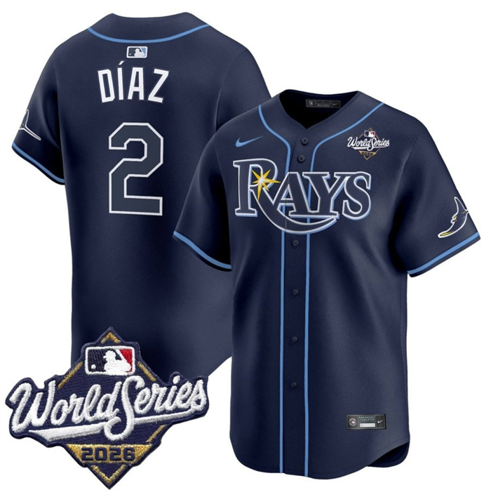 Men's Tampa Bay Rays #2 Yandy Díaz Navy 2026 World Series Limited Stitched Baseball Jersey