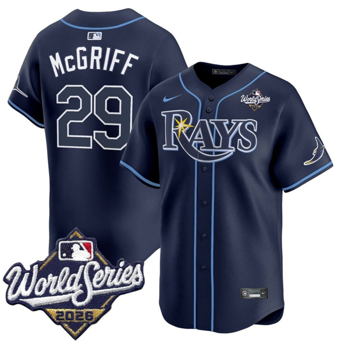 Men's Tampa Bay Rays #29 Jacob Melton Navy 2026 World Series Limited Stitched Baseball Jersey