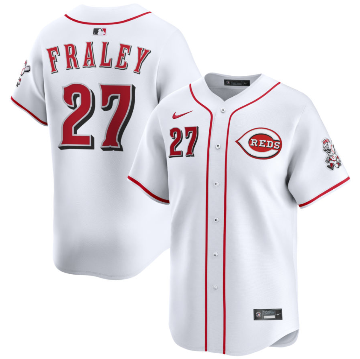 Men's  Cincinnati Reds #27 Jake Fraley White Home Limited Stitched Baseball Jersey