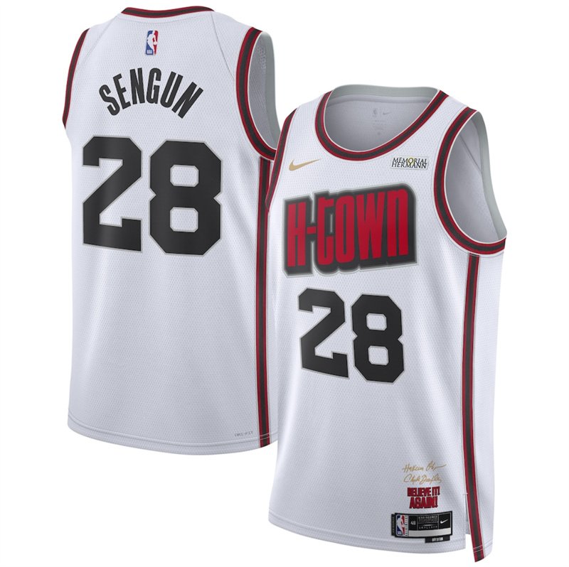Men's Houston Rockets #28 Alperen Şengün White 2024/25 City Edition Stitched Jersey