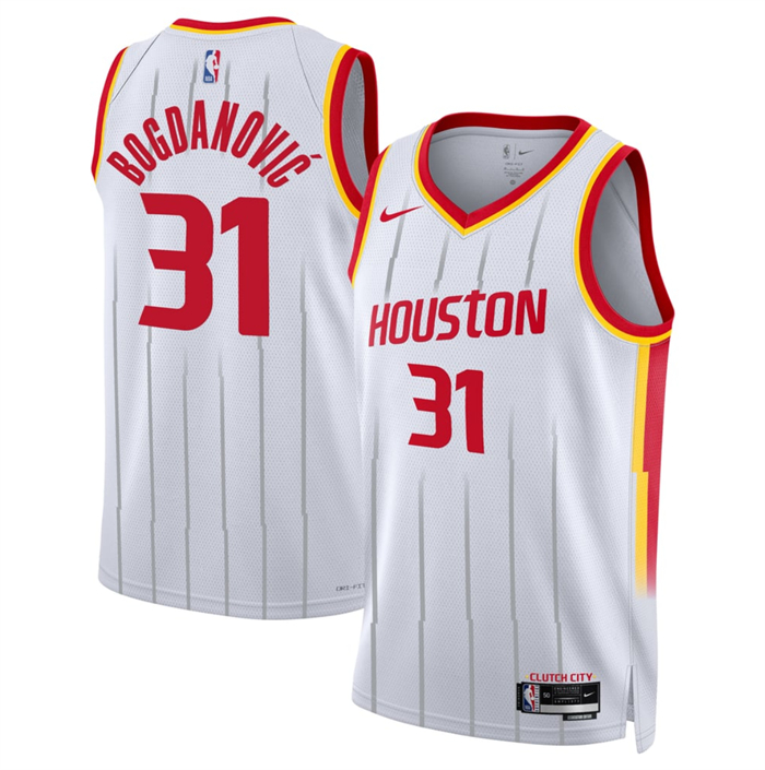 Men's Houston Rockets #31 Bogdan Bogdanović White 2026/27 Association Edition Stitched Basketball Jersey