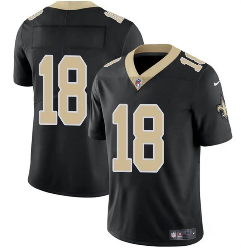 Youth New Orleans Saints #18 Spencer Rattler Black Vapor Limited Stitched Football Jersey