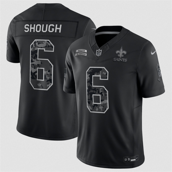 Women's New Orleans Saints #6 Tyler Shough Black 2026 Salute to Service Limited Stitched Football Jersey(Run Small)