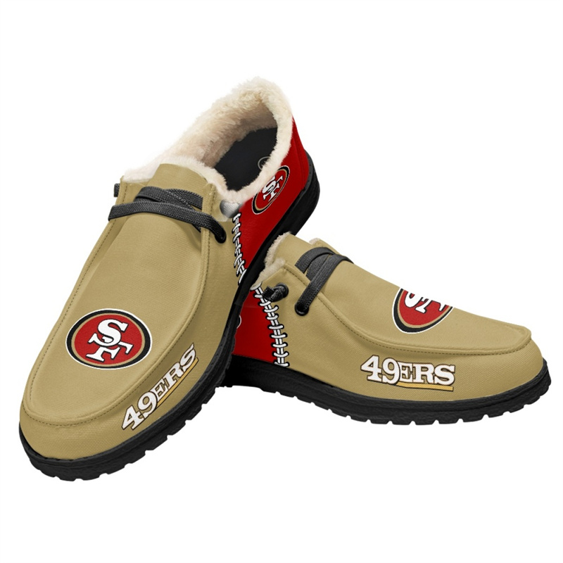 Women's San Francisco 49ers Loafers Lace Up Fuzzy Lined Shoes 002 (Pls check description for details)