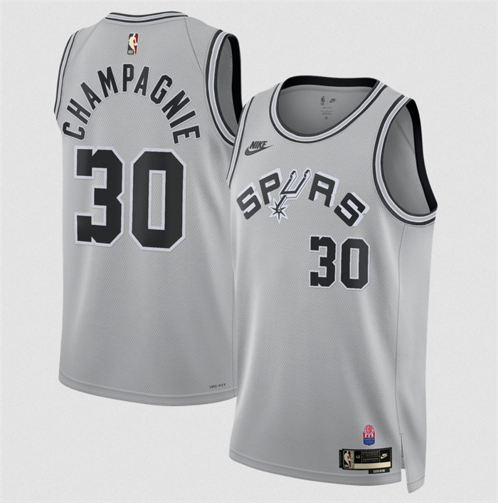Men's San Antonio Spurs #30 Julian Champagnie Silver 2026/27 Classic Edition Stitched Basketball Jersey