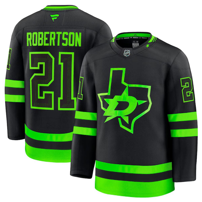 Men's Dallas Stars #21 Jason Robertson Black 2024-25 Stitched Hockey Jersey Men's Dallas Stars #21 Jason Robertson Black 2024-25 Stitched Hockey Jersey