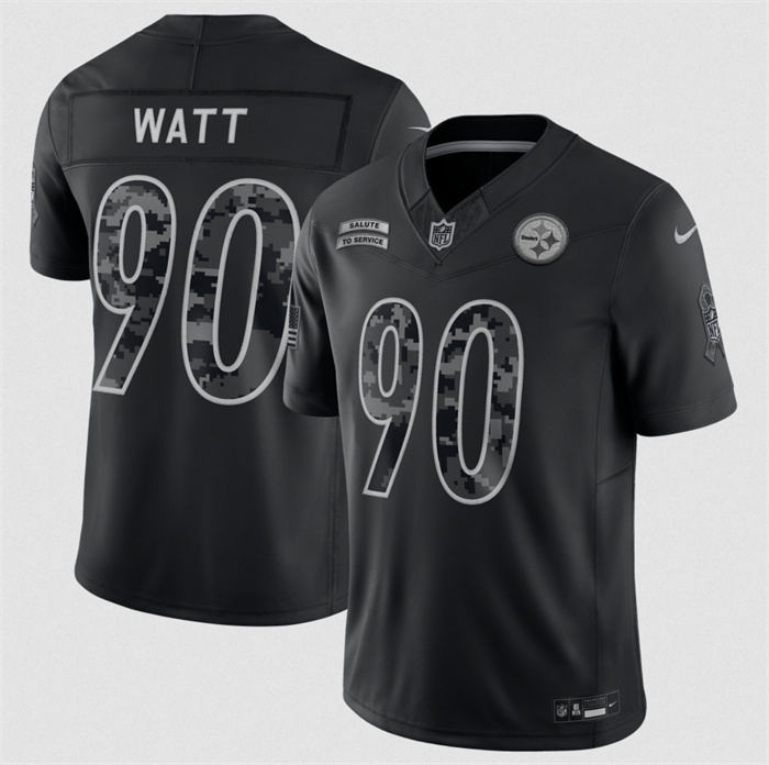 Women's Pittsburgh Steelers #90 T.J. Watts Black 2026 Salute to Service Limited Stitched Football Jersey(Run Small)