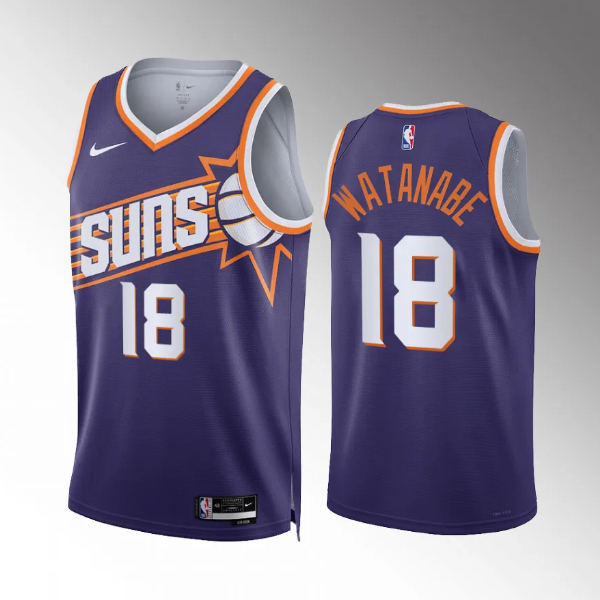 Men's Phoenix Suns #18 Yuta Watanabe Purple Icon Edition Stitched Basketball Jersey Men's Phoenix Suns #18 Yuta Watanabe Purple Icon Edition Stitched Basketball Jersey