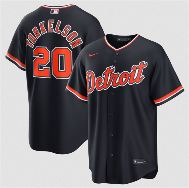 Men's Detroit Tigers #20 Spencer Torkelson Black Alternate Stitched Baseball Jersey