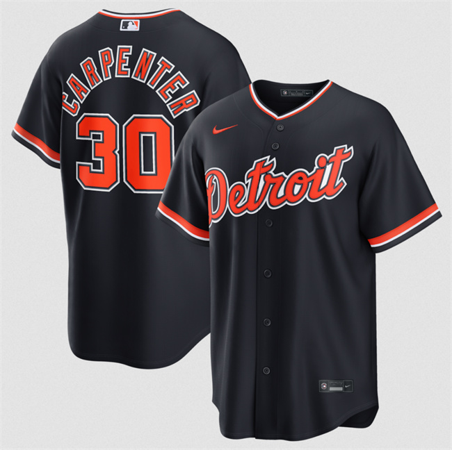 Men's Detroit Tigers #30 Kerry Carpenter Black Alternate Stitched Baseball Jersey