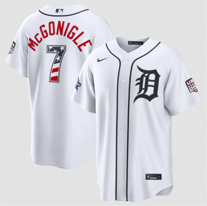 Men's Detroit Tigers #7 Kevin McGonigle White 2026 All-Star Edition Stars & Stripes Stadium Pick-A-Player Stitched Baseball Jersey