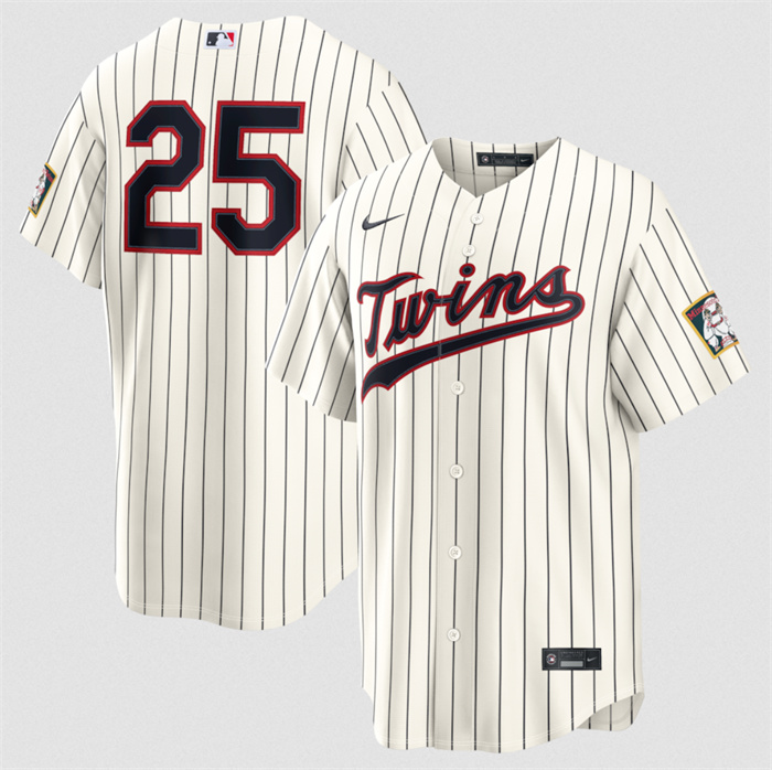 Men's Minnesota Twins #25 Byron Buxton Cream 2026 Field of Dreams Stadium Stitched Baseball Jersey