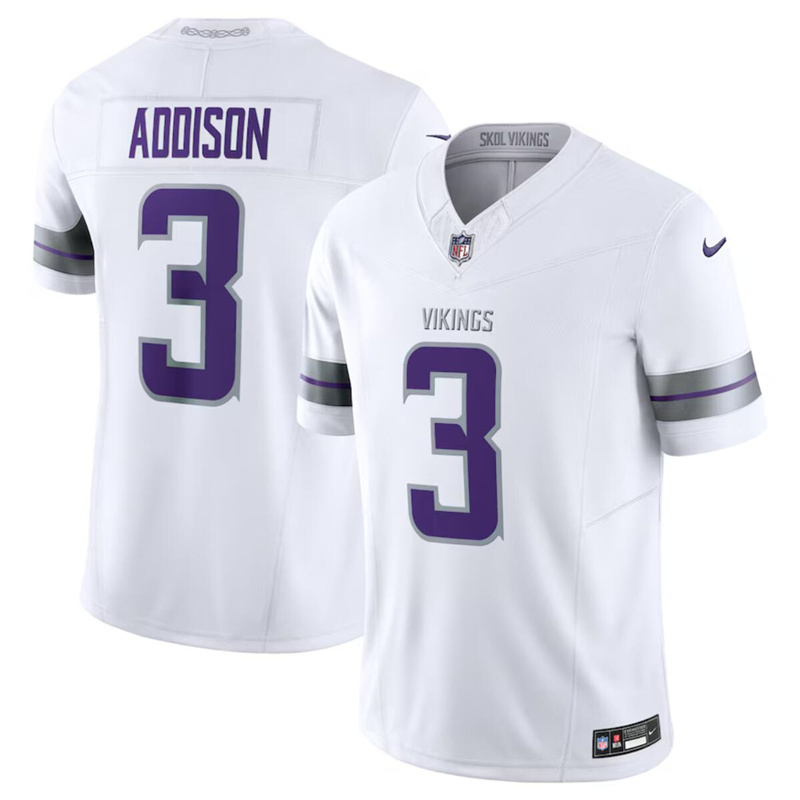 Youth Minnesota Vikings #3 Jordan Addison White F.U.S.E. Winter Warrior Limited Stitched Jersey