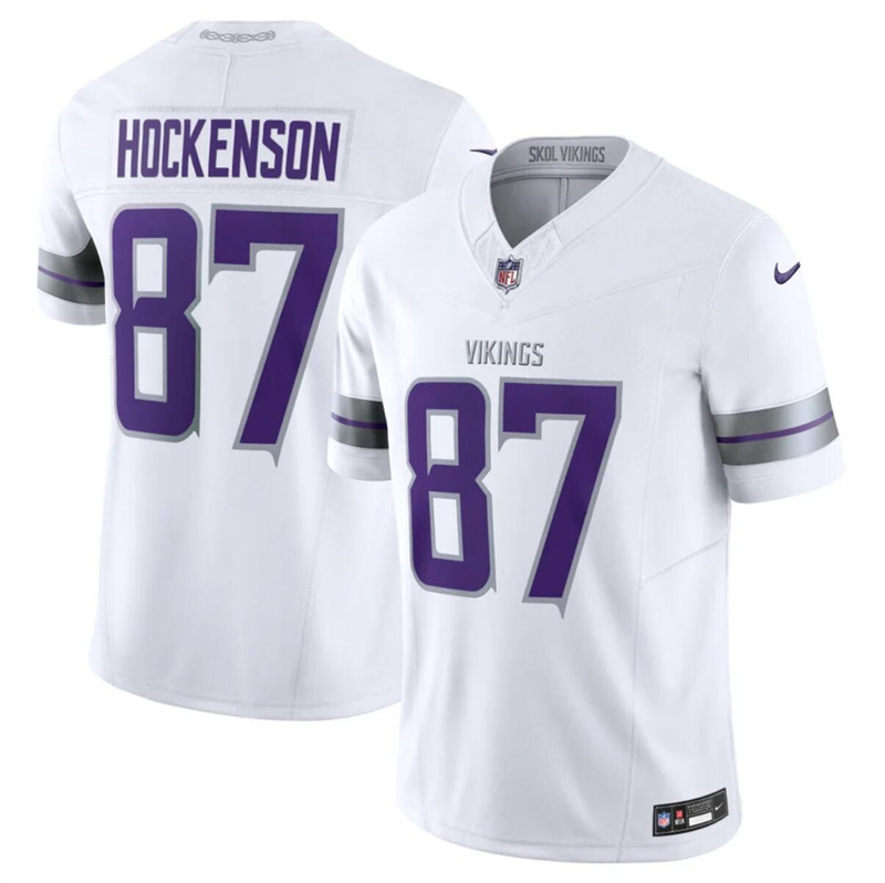 Youth Minnesota Vikings #87 T.J. Hockenson White F.U.S.E. Winter Warrior Limited Stitched Jersey