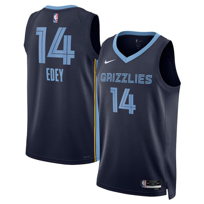 Men's Memphis Grizzlies #14 Zach Edey Navy Icon Edition Stitched Jersey