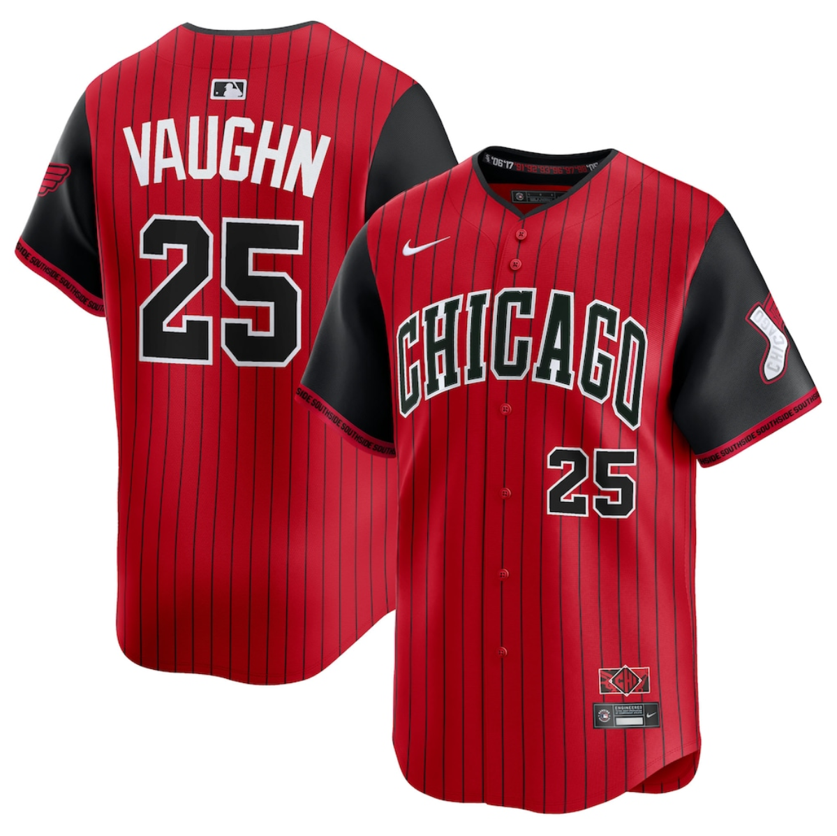 Youth Chicago White Sox #25 Andrew Vaughn Red/Black 2025 City Connect Limited Stitched Baseball Jersey